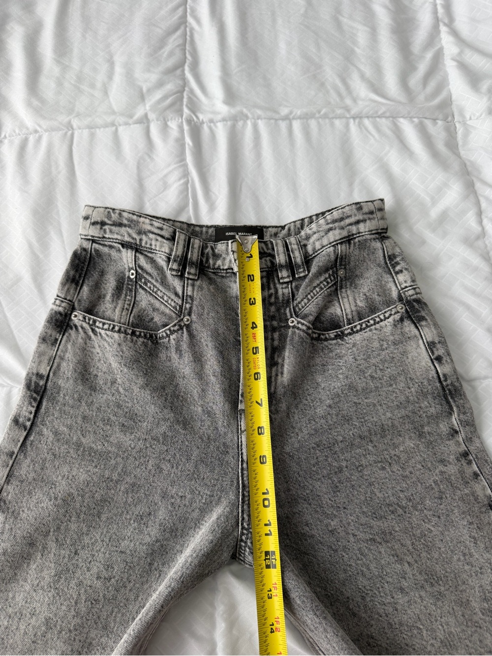 $590 Isabel Marant Lemony High-Rise Wide-Leg Jeans Gray Acid Wash Women’s FR 34 - Picture 10 of 13